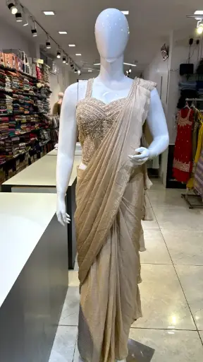 Golden Designer blouse with saree